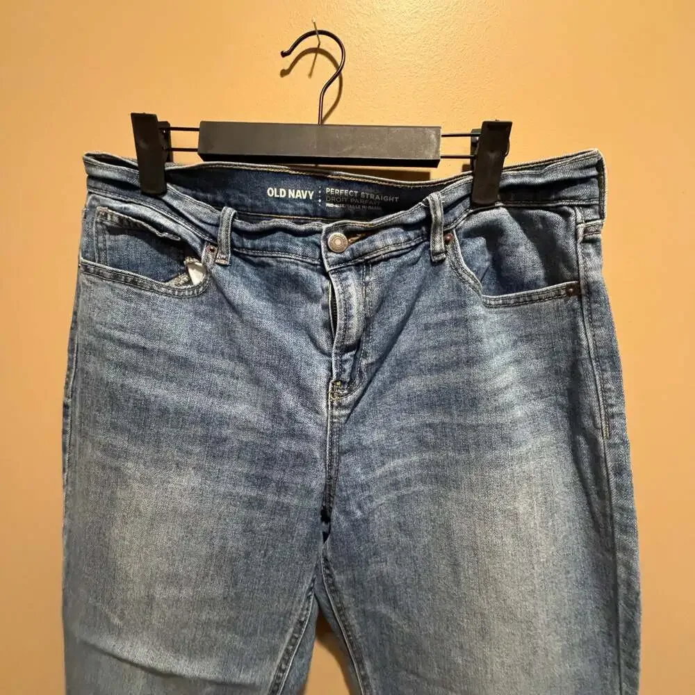Old Navy Perfect Straight Mid-Rise Blue Jeans Women's Size 10